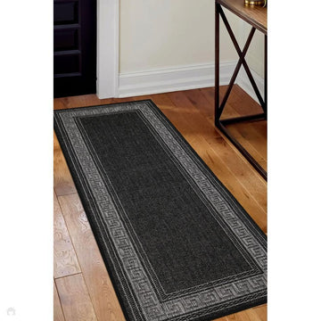 Flatweave Gel Greek Key Black Runner-Melrose-Rug Love - The Most Loved Rug Store
